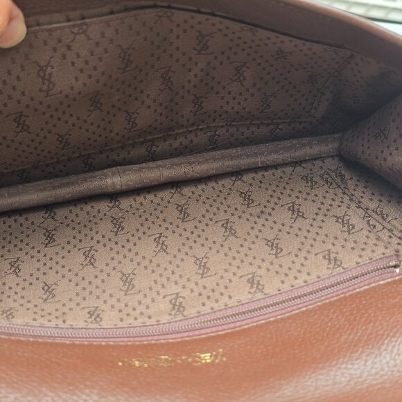 Yves Saint Laurent YSL Brown Wave Leather Clutch - Picture 7 of 13